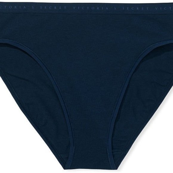 VS High-Leg Brief Stretch Cotton Noir Navy Blue Panty NWT - Picture 8 of 9